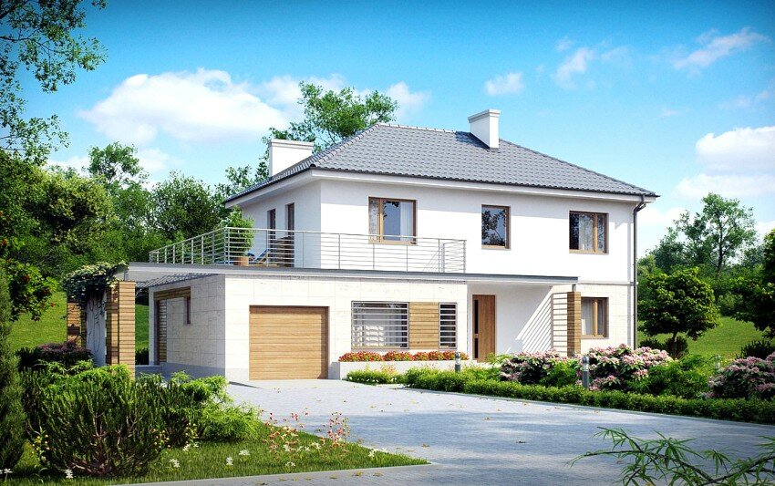 проект двухэтажного дома с гаражом фото